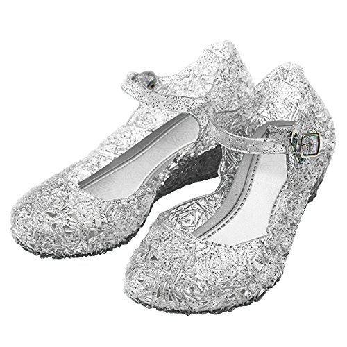 Girls Princess Elsa Shoes For Halloween Costumes (Silver) Kids Size 11.5