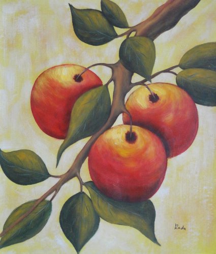 

Branch of Red Fruit and Green Leaves 24x20 Inch (Unstretched/Unframed), BeyondDream Oil Painting