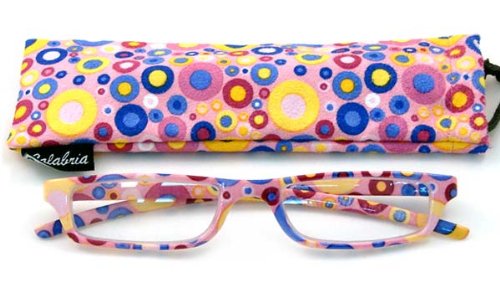 Calabria 730 Reading Glasses w/ Matching Case & Colorful Circle Designs