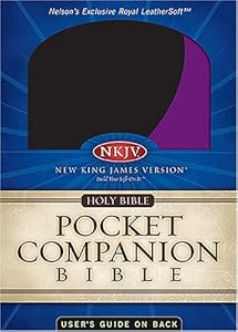 Holy Bible: New King James Version, Black & Purple, Pocket Bible, Leather Soft