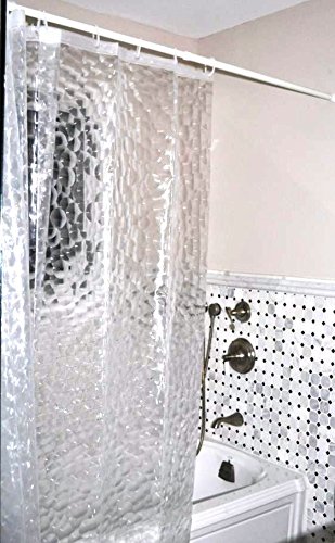 Very Nice Vinyl Embossed Circles Clear Shower Curtain with 12 Hooks 72