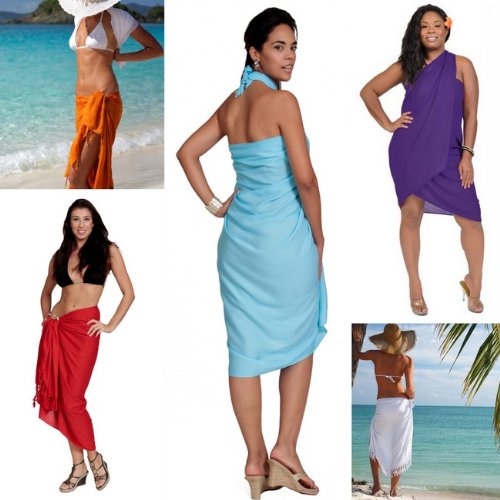 1 World Sarongs Womens Solid Swimsuit Cover-Up Sarong in your choice of color