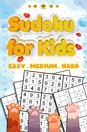 Sudoku For Kids Easy Medium Hard: Puzzles Book Large Print For kids the Times 9x9 | Easy to hard Puzzles and Solution | Sudoku Puzzles Random Difficult . Cute cats gift for Women and Girls by AJ DESIGN