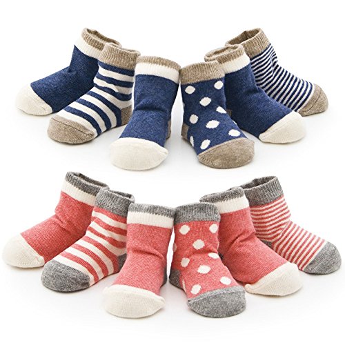 Izzy & Roo Heathered Baby Socks and Toddler Socks for Girls and Boys - Set of 4 Pair