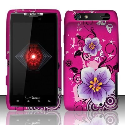 Motorola Droid Razr xt912 Accessory - Hot Pink Sakura Design Protective Hard Case Cover for Verizon