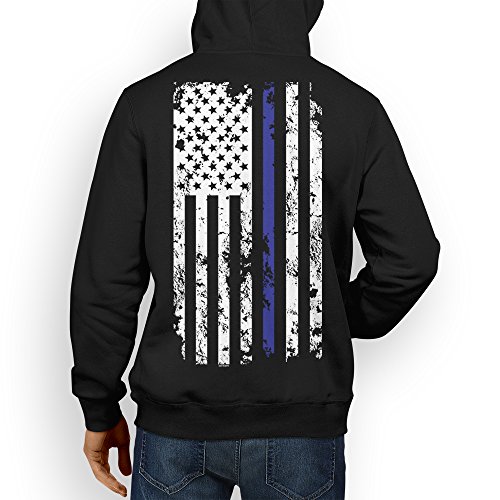 Mens Thin Blue Line American Flag Hoodie Sweatshirt