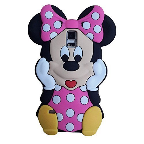 WYECLK Cute 3D Mouse With Rose Bow Case Silicon Dots Soft Cover For Samsung Galaxy S5