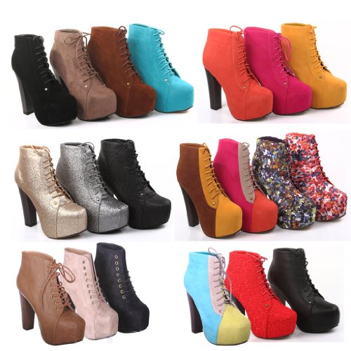 Lace up Platform Ankle Round Toe Bootie