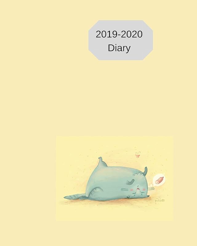 2019-2020 Diary: 8x10 day to a page academic year diary, note, to do list & priorities on each page. Cute grey cat cover design by Lilac House