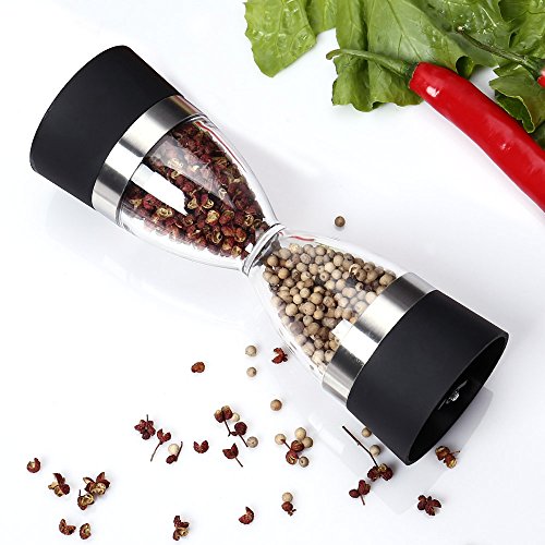 ICICLE 2-in-1 Hourglass Salt and Pepper Grinder Set - Manual Salt and Pepper Shakers - Salt & Pepper Mill Pair with Adjustable Coarseness