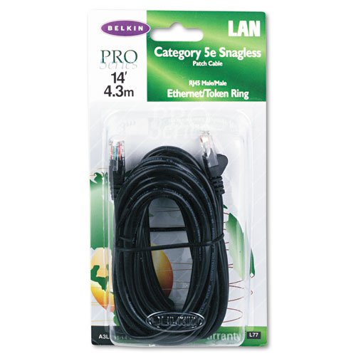 

(5-PACK) Belkin 14' 10/100BT RJ45M/RJ45M Cat5e Snagless Patch Cable (Black)
