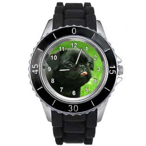 

Pug black Unisex design watch with silicone band