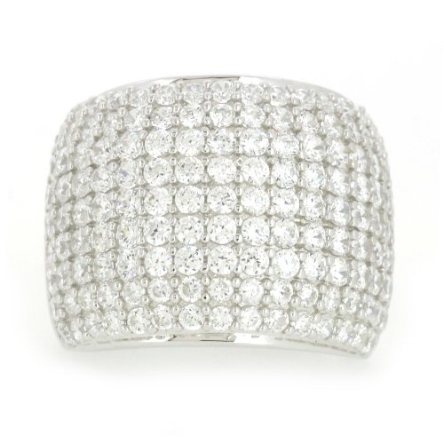 Sterling Silver Paved CZ Dome Ring