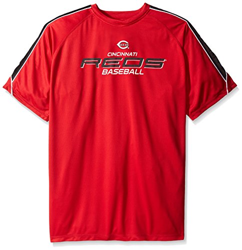 MLB Big and Tall Men's Short Sleeved Birdseye Crew T-Shirt with Shoulder Piecing & Chest Print