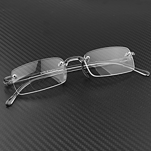 Astra Depot 1 Pair Bifocal Unisex Stylish Frameless Rimless Reader Reading Glasses Eyewear +2.00 Includes Smoke Portable Hard Case
