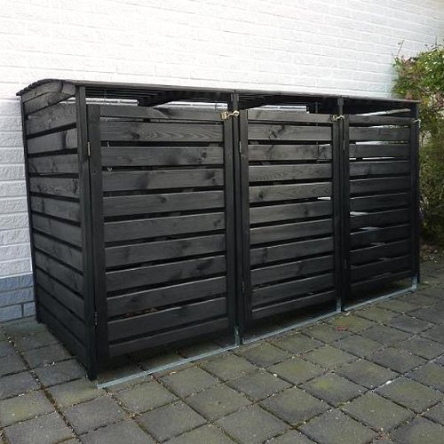 Mülltonnenbox VARIO III Müllbox Dreifachbox für 3 Mülltonnen Kiefer