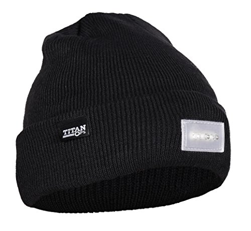 TitanOPS 5 LED UltraBright Winter Knit Flashlight Beanie Hat/Cap for Running Biking Skateboarding Outdoors Hunting Camping Hiking Jogging Walking Handyman Snowmobiling 100% Acrylic One Size Fits Most