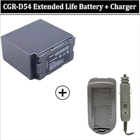 Extended Replacement Battery & Rapid Home And Car Charger for Panasonic CGA-D54 CGAD54SE/1B CGR-D54