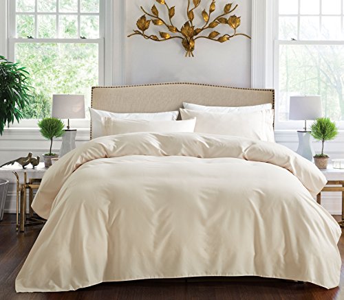 1800 Series Egyptian Collection 3 Line Microfiber 4 Piece Bed Sheet Set (Queen, Cream)