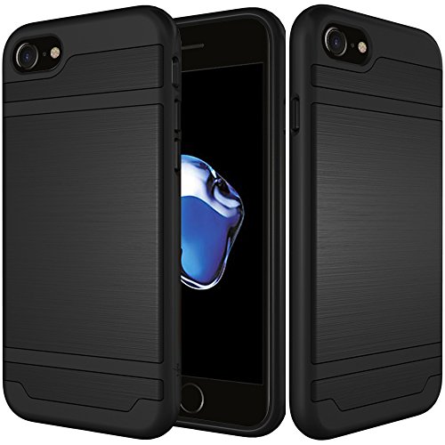 iPhone 7 Case, LK [Moxie Series] Shock Absorption Hybrid Armor Defender Protective Case Cover for Apple iPhone 7 (Black)