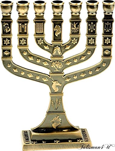 Algopix Similar Product 18 - Antique Brass MENORAH 7 Branch Candle