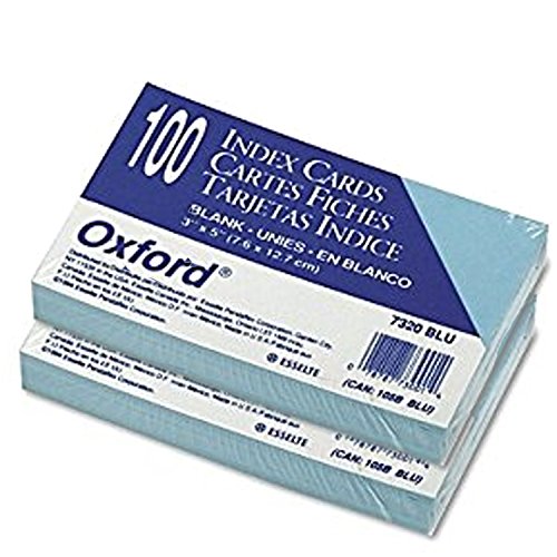 Oxford(R) Colored Recycled Index Cards, Unruled, 3in. x 5in., Blue, 2 Pack Of 100 Cards