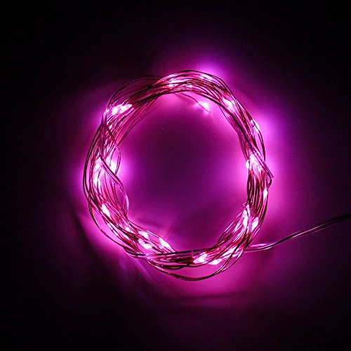 BINZET Soft Wire LED Light String 3m 30 LED Bulbs Starry Starry Light Indoor String Light Outdoor String Lights 3 AA Batteries Operated LED Fairy Light - Pink