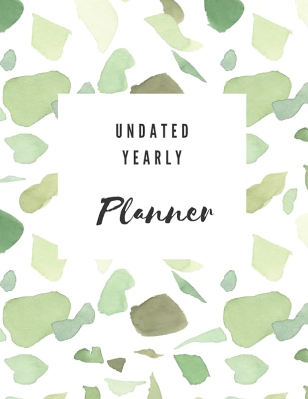 Undated Yearly Planner: Green Terrazzo themed planner by Indy & Isabella