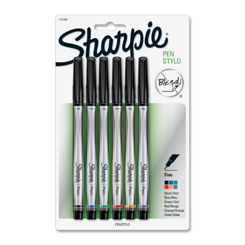 

Sharpie Porous Point Pen - Fine Pen Point Type - 0.3 mm Pen Point Size - Black, Blue, Green, Orange, Purple, Red Ink - Silver Barrel - 6 / Pack