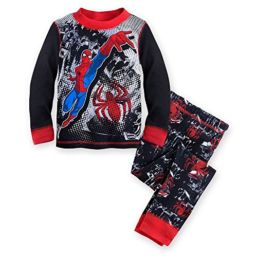 Disney Store Spider-Man Night Crawler PJ Pals Pajama Sleep Set for Boys, Black