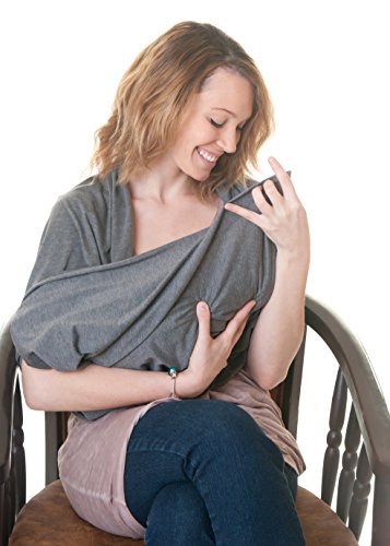 Infinity Nursing Scarf & Cover - Breastfeeding Baby - 2 eBooks Bonus - Car Seat And Stroller Cover - Best Quality Lightweight Poncho - More Than 10 Ways To Use - Gray Color - By Puchku Products