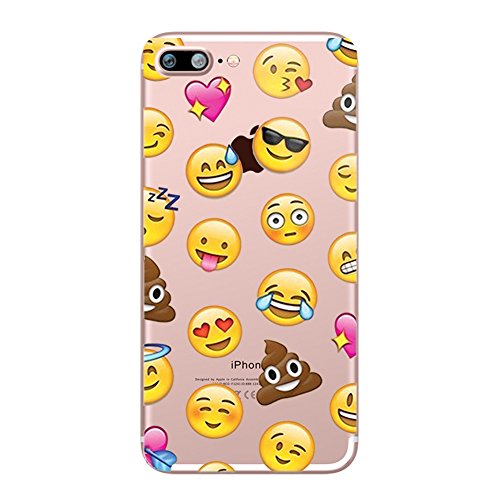 iPhone 7 Plus Case, Eouine Soft TPU Silicone Bumper Back Cover [Slim Fit] [Scratch Resistant] [Shock Absorption ] Clear Protective Cases for Apple iPhone 7 Plus 5.5 inch, Emoji