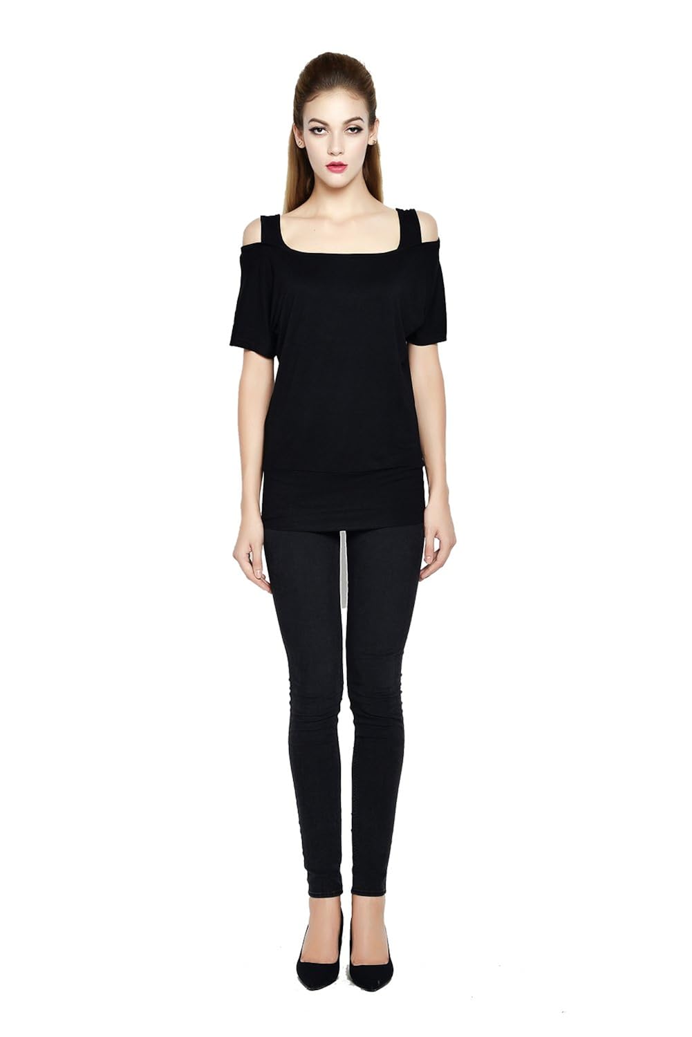 

OFTEN® New Pure Color Doubledup Women's T-Shirt Black