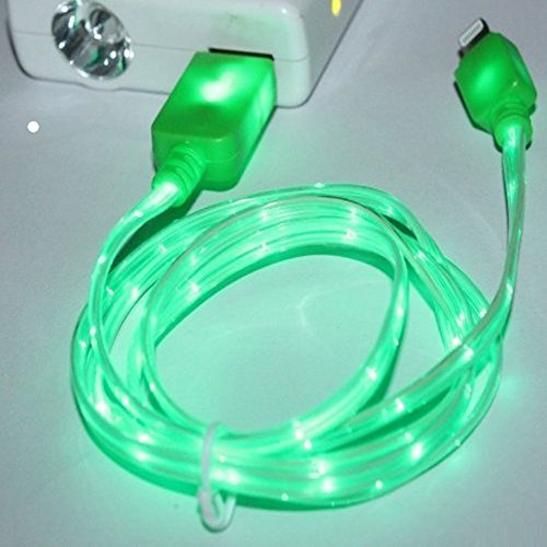ACE Apple LED Charger Light Up Charging Cable Luminescent Visible Current & Sync Cable for Apple iPhone/ipad/iOS (Green)