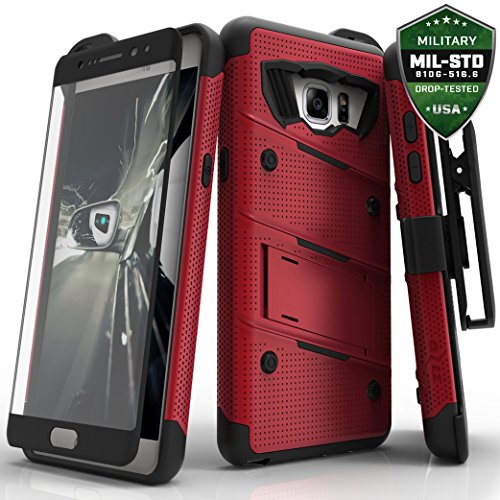 Samsung Galaxy Note 7 Case, Zizo Bolt Cover with [.33m 9H Tempered Glass Screen Protector] Included [Military Grade] Armor Case Kickstand Holster Belt