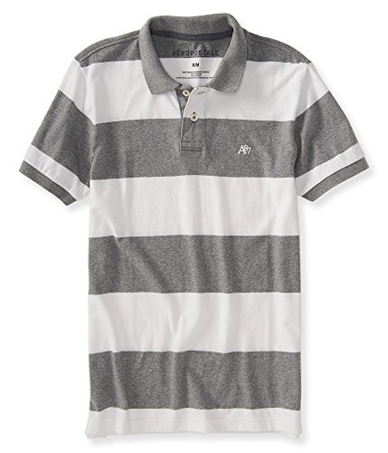 Aeropostale Men's A87 Bar Stripe Logo Jersey Polo Shirt