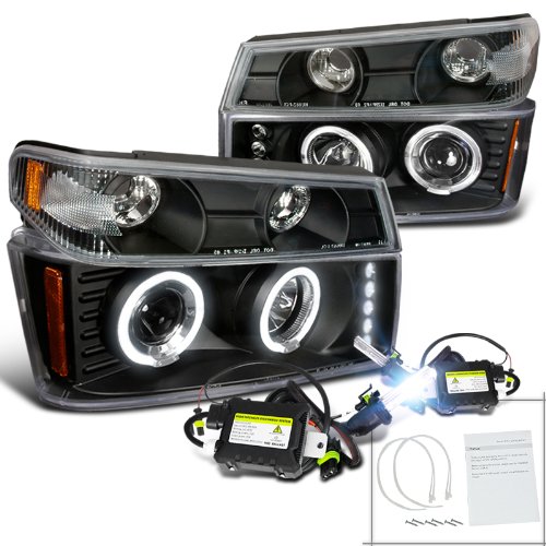 Colorado Canyon Black Halo Projector Headlights+Corner Lamps+H1 6000K HID