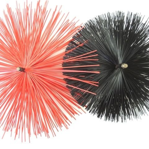 

Super Stiff Red Poly Round UJ Spiral Brush with Threads - 12" x 8"