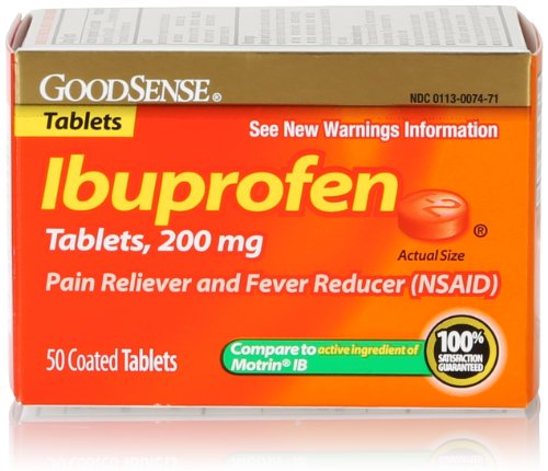 GoodSense Ibuprofen Pain Reliever/Fever Reducer, 200 mg Orange Coated Tablets, 50 Count