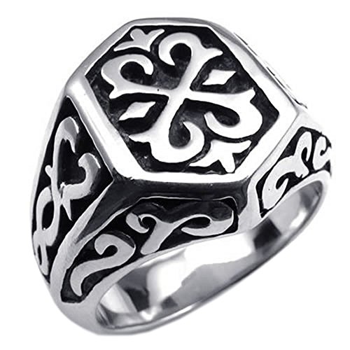 KONOV Stainless Steel Thors Hammer Men's Ring, Color Black Silver