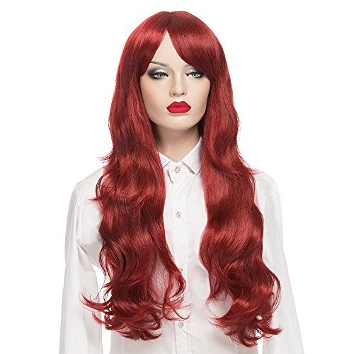 YOPO Halloween Wig Long Wavy Curly Hair Wigs for Women Synthetic Cosplay Costume Party Wig, Full Wig, 29.5'' Hair Wigs with Bangs, Heat Resistant, Daily Use, Free Cap & Hair Pins