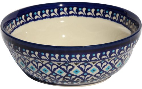

Polish Pottery Cereal / Salad Bowl From Zaklady Ceramiczne Boleslawiec #1152-217a Traditional Pattern, Height: 2.6" Diameter: 6.7"