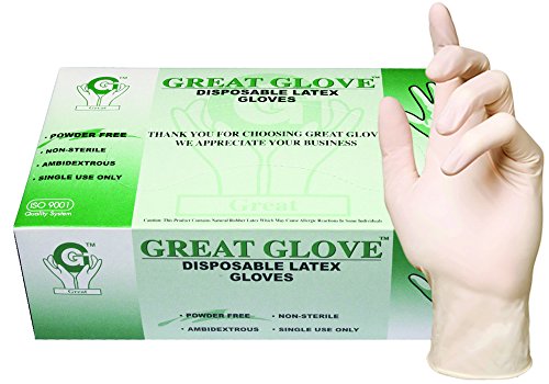 GREAT GLOVE 20005-S-BX Latex Powder-Free 4.5-5 mil General Purpose Glove, Small, Natural (Pack of 100)