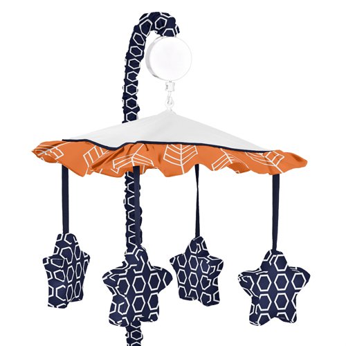Orange and Navy Musical Baby Crib Mobile for Arrow Collection