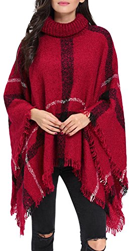 Anmengte Cape Turtleneck Tassel Batwing Cloak Sweater Shawl