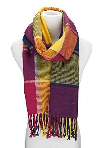 Spikerking Women's Fashion Large Lattice Long Shawl Big Grid Winter Warm Scarf