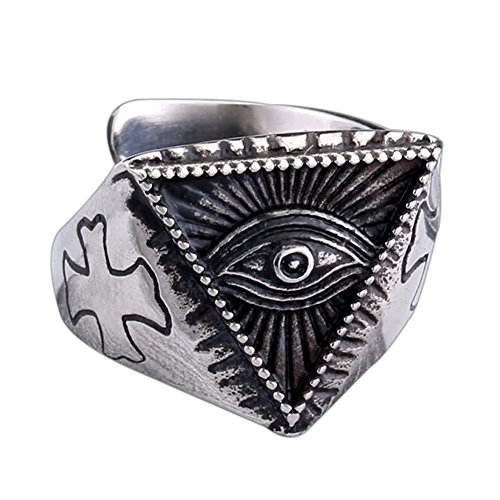 Moluss® Men's 316L Stainless Steel Vintage Divine All Seeing Eye Of God Cross Ring