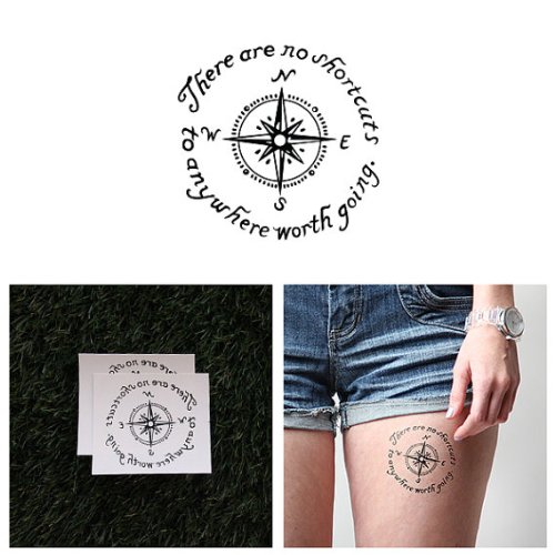 Tattify Compass Temporary Tattoo - Bypass (Set of 2) - Other Styles Available - High Quality and Fashionable Temporary Tattoos