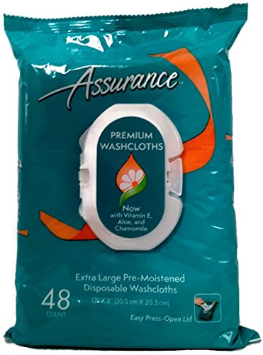 Assurance Premium Pre-Moistened Disposable Washcloths, Extra Large, 48ct