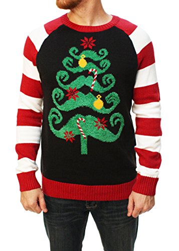 Ugly Christmas Sweater Men's Mustache Christmas Tree Sweater